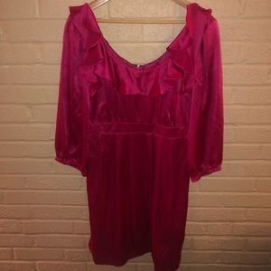 Tibi Pink Silk Ruffle Dress